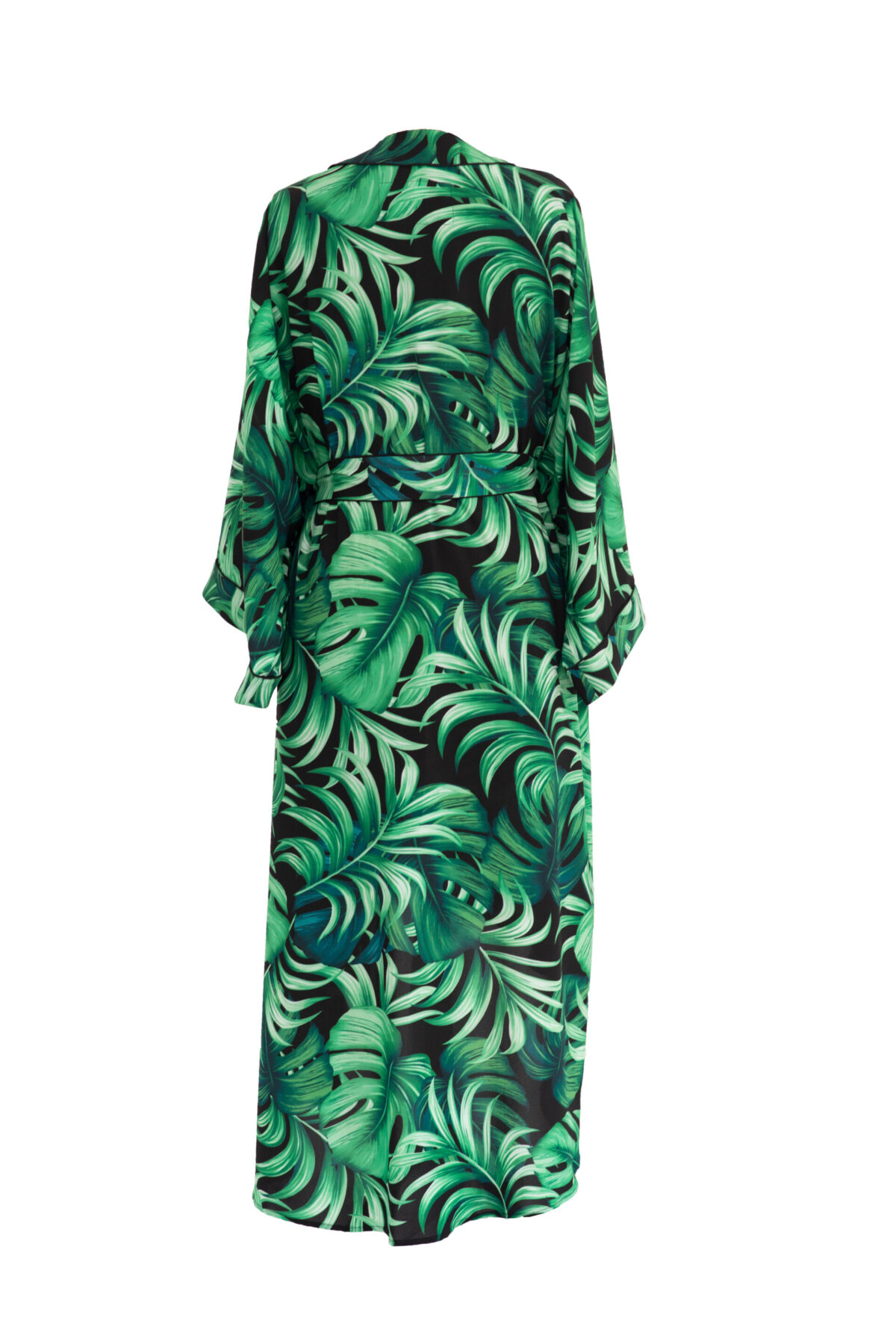 Kimono Ginza - Monstera palms (Black) Long