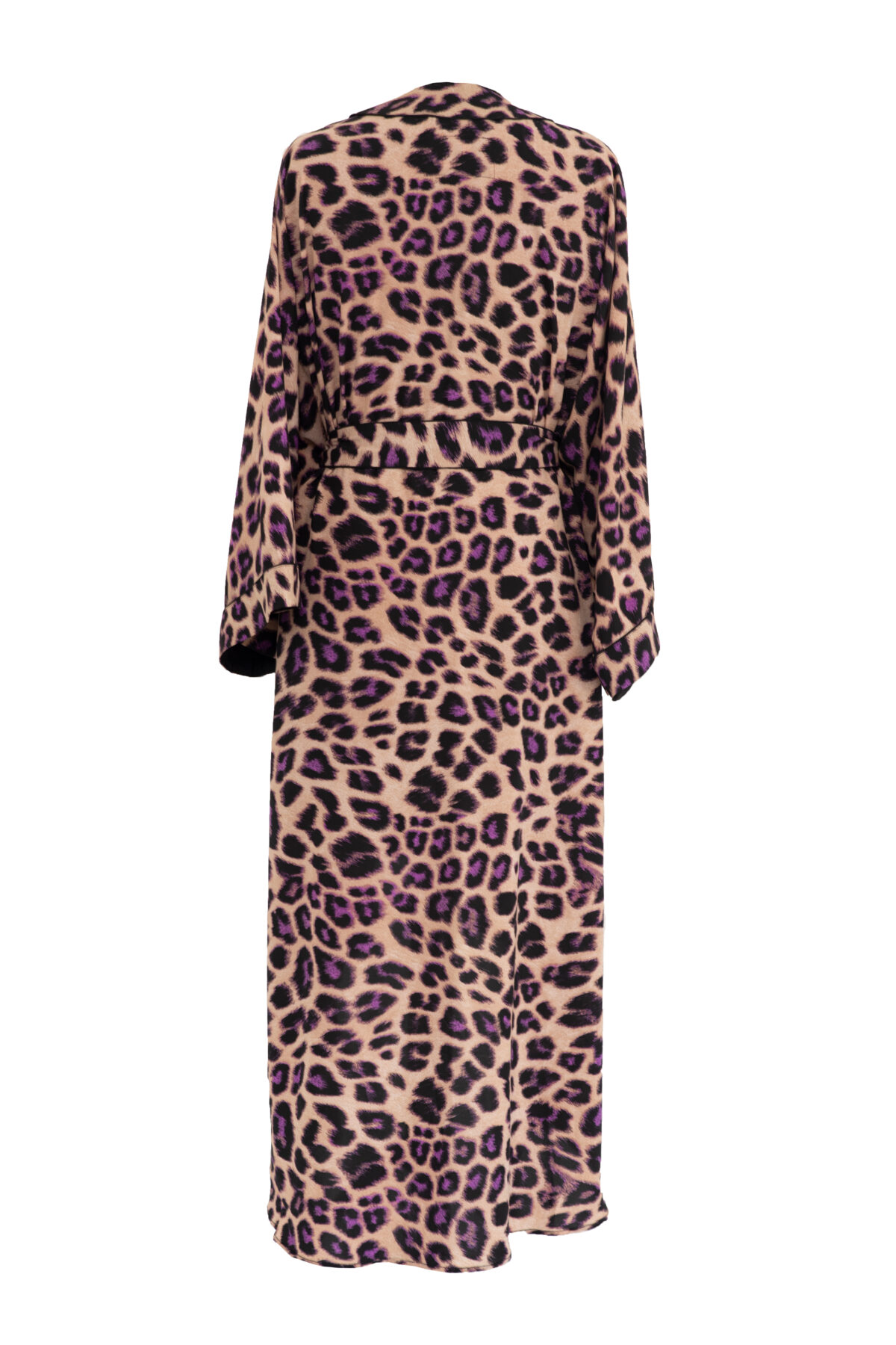 Kimono Ginza - Leopard beige violet (Black) Long